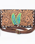American Darling Organiser Hair-On Hand Tooled Genuine Leather Women Bag Western Handbag Purse
