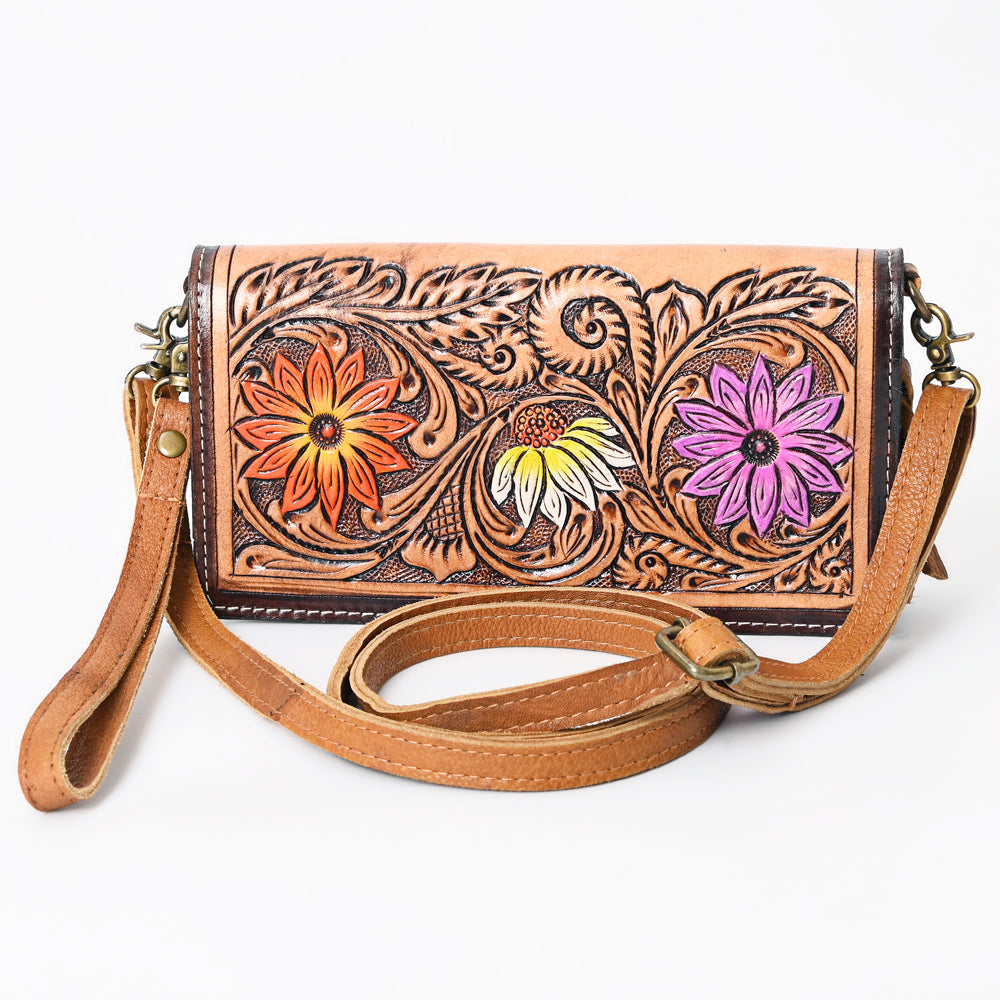 American Darling Organiser Hair-On Hand Tooled Genuine Leather Women Bag Western Handbag Purse
