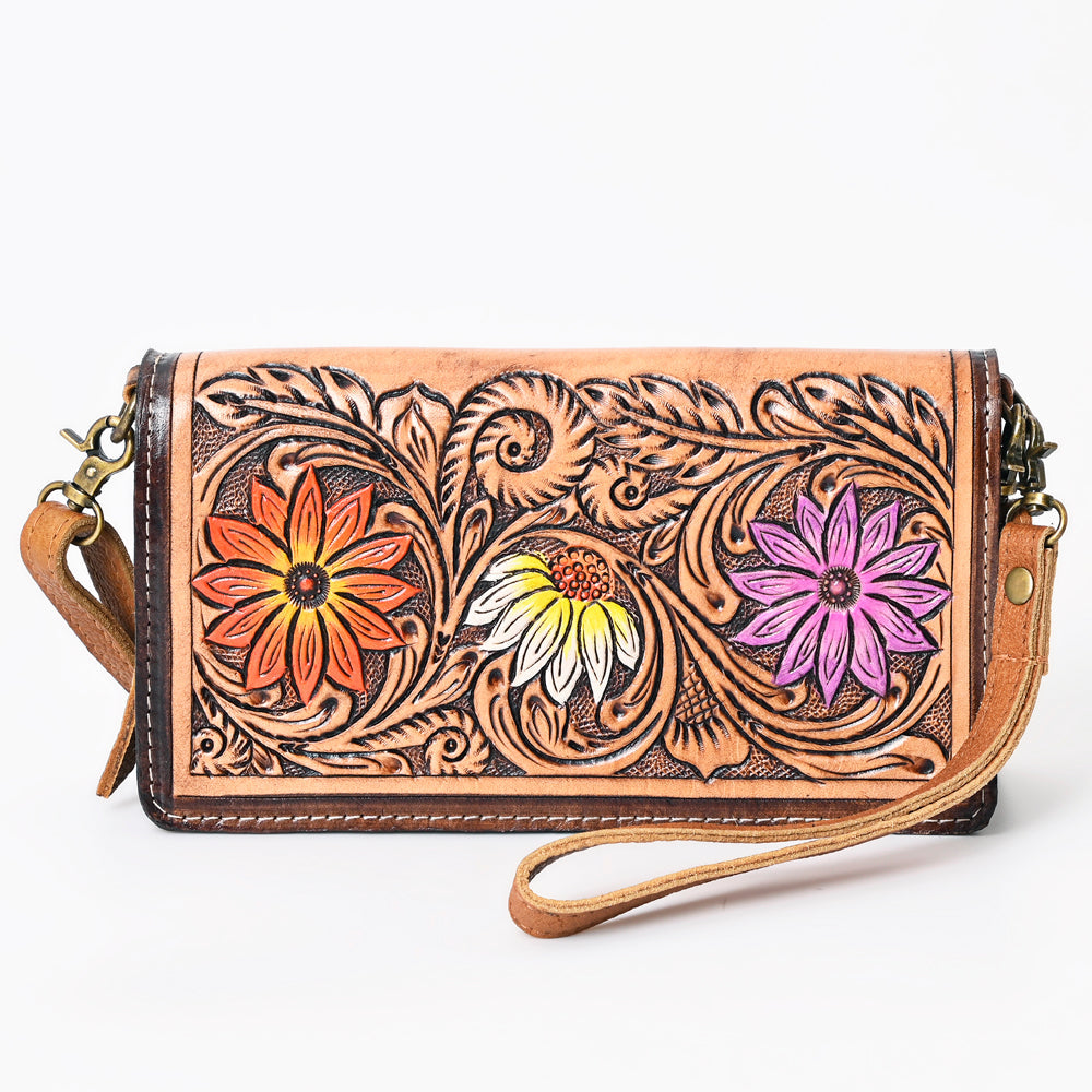 American Darling Organiser Hair-On Hand Tooled Genuine Leather Women Bag Western Handbag Purse