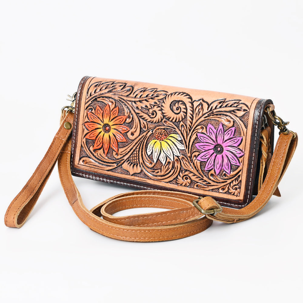 American Darling Organiser Hair-On Hand Tooled Genuine Leather Women Bag Western Handbag Purse