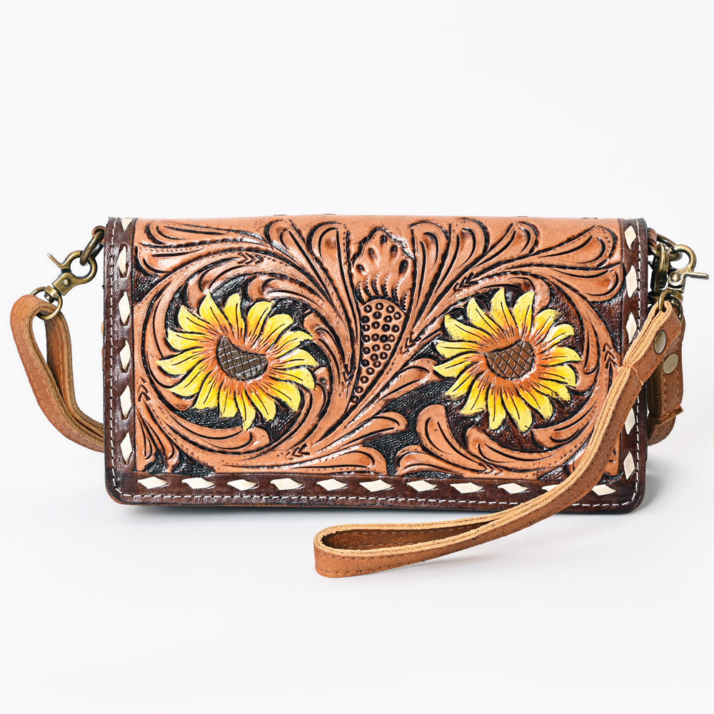 American Darling Organiser Hair-On Hand Tooled Genuine Leather Women Bag Western Handbag Purse