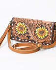 American Darling Organiser Hair-On Hand Tooled Genuine Leather Women Bag Western Handbag Purse