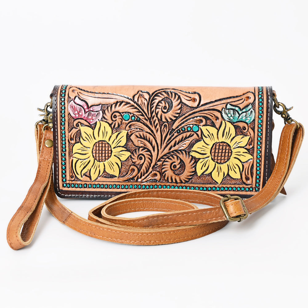 American Darling Organiser Hair-On Hand Tooled Genuine Leather Women Bag Western Handbag Purse