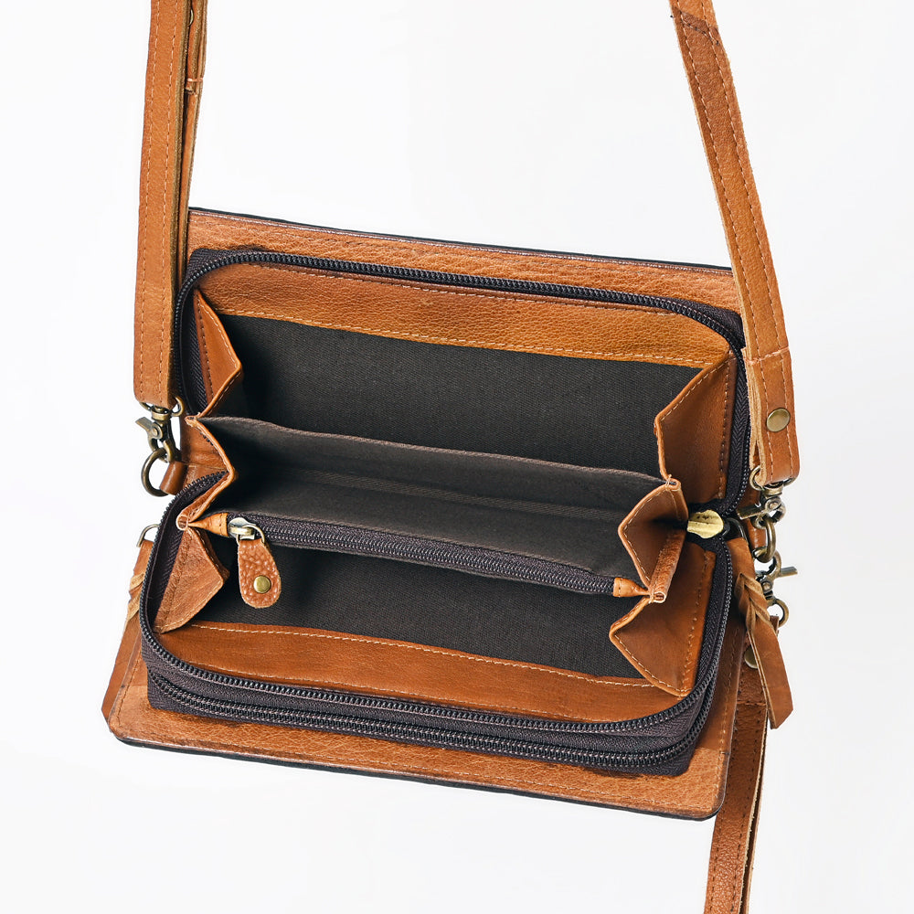 American Darling Organiser Hair-On Hand Tooled Genuine Leather Women Bag Western Handbag Purse