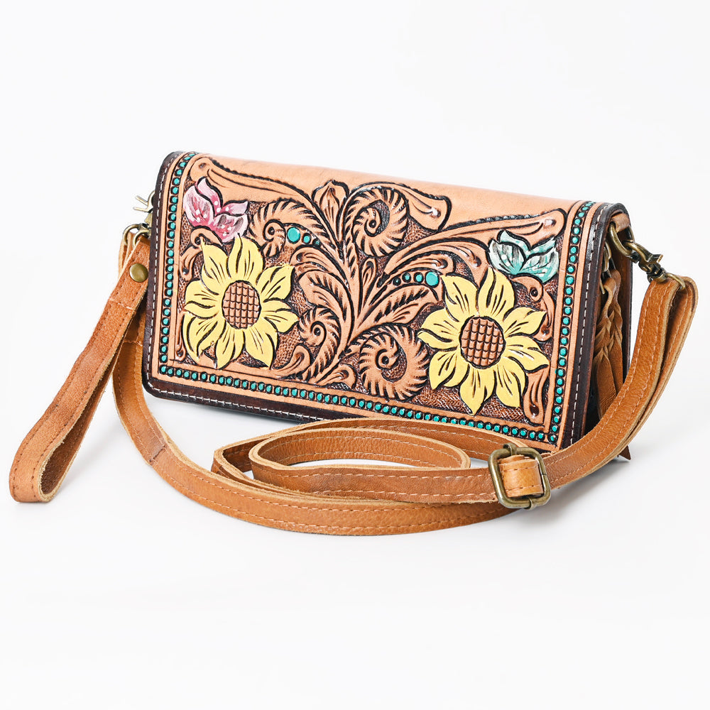 American Darling Organiser Hair-On Hand Tooled Genuine Leather Women Bag Western Handbag Purse