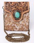 American Darling Hand Tooled Hair On Genuine Leather Women Bag Western Handbag Purse