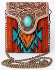 American Darling Hand Tooled Hair On Genuine Leather Women Bag Western Handbag Purse