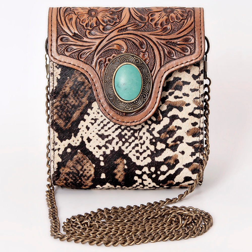 American Darling Hand Tooled Hair On Genuine Leather Women Bag Western Handbag Purse