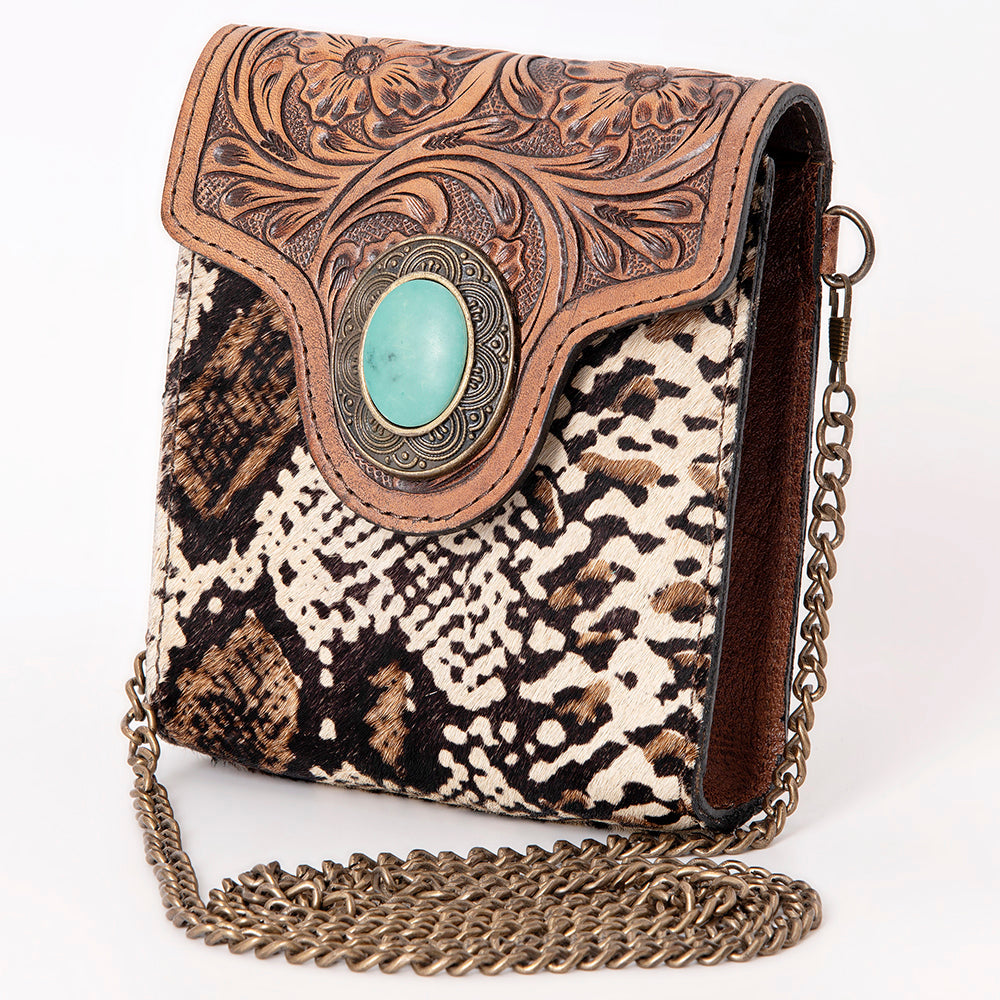 American Darling Hand Tooled Hair On Genuine Leather Women Bag Western Handbag Purse