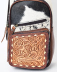 American Darling Sling Hand Tooled Hair-On Genuine Leather women bag western handbag purse