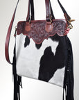 American Darling ADBG327BKWM Large Crossbody Hand Tooled Hair-On Genuine Leather Women Bag Western Handbag Purse
