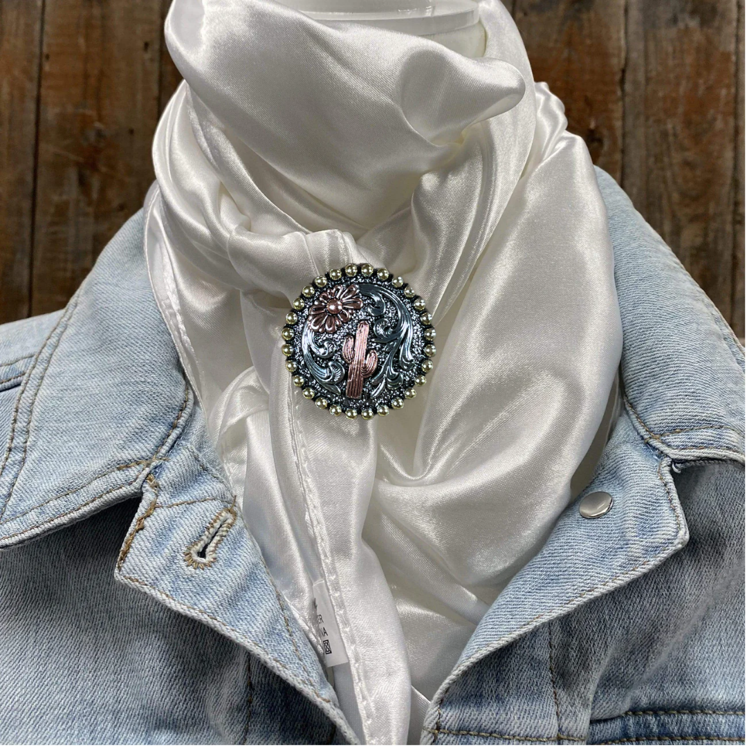 35X35&quot; Solid White Wild Rag / Scarf WRS3 - Western Concho Wild Rag Slides - Assorted