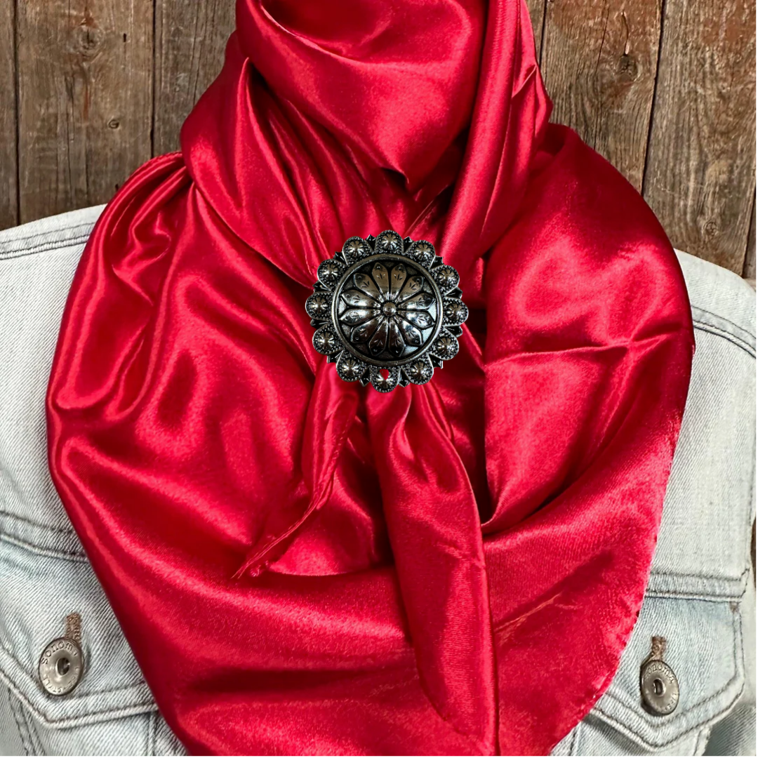 35X35&quot; Solid Electric Red Wild Rag / Scarf WRS10 - Western Concho Wild Rag Slides - Assorted