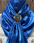 35X35" Solid Electric Blue Wild Rag / Scarf WRS17 - Western Concho Wild Rag Slides - Assorted