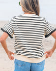 Naya Scallop Lace Trim Ruffle Short Sleeves Top