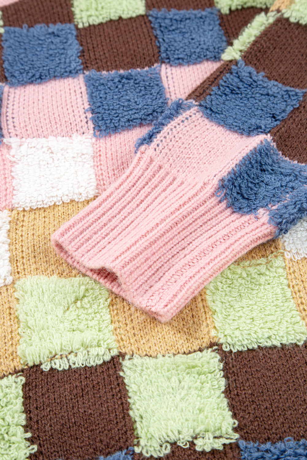 Checker Button Front Cardigan