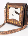 ADBGA337 American Darling Hand Tooled Hair On Genuine Leather Women Bag Western Handbag Purse