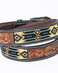 HILASON Western Genuine Leather Belt for Men Women Cowboy Cowgirl Handmade Unisex Full Grain Heavy Duty Tooled Beaded Belt