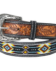 HILASON Western Genuine Leather Belt for Men Women Cowboy Cowgirl Handmade Unisex Full Grain Heavy Duty Tooled Beaded Belt