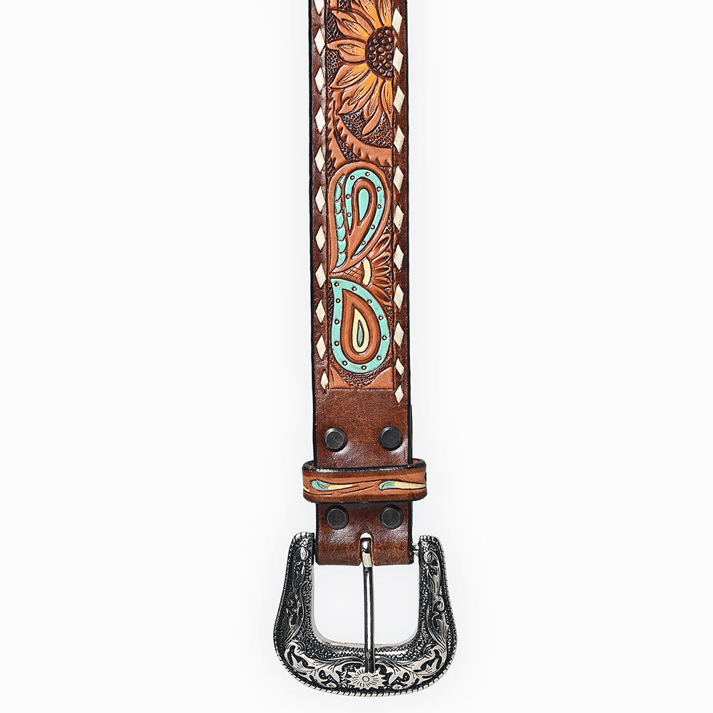 American Darling ADBLF206-L Beautifully Hand Tooled Genuine American Leather Belt Men and  Women