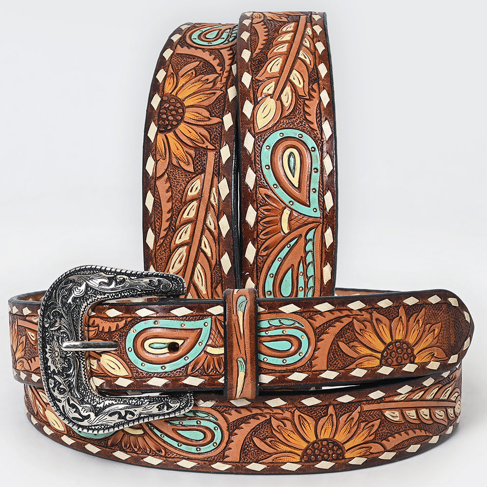 American Darling ADBLF206-L Beautifully Hand Tooled Genuine American Leather Belt Men and  Women
