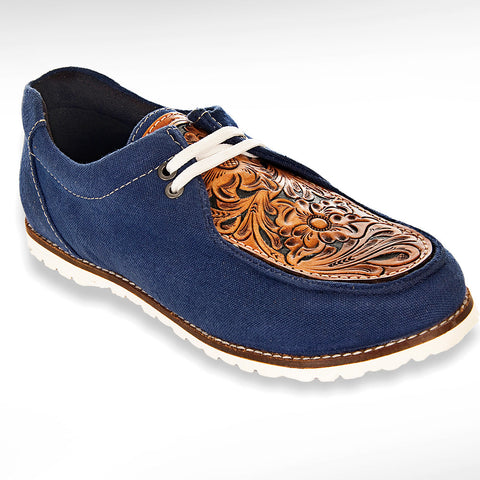 American Darling ADFT118 Hand tooled carved genuine leather trim lightweight shoe footwear slip on