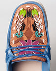 American Darling ADFT133BL2 Hand tooled carved genuine leather trim lightweight shoe footwear slip on