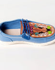 American Darling ADFT133BL2 Hand tooled carved genuine leather trim lightweight shoe footwear slip on