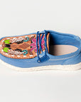 American Darling ADFT133BL2 Hand tooled carved genuine leather trim lightweight shoe footwear slip on