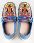American Darling ADFT133BL2 Hand tooled carved genuine leather trim lightweight shoe footwear slip on