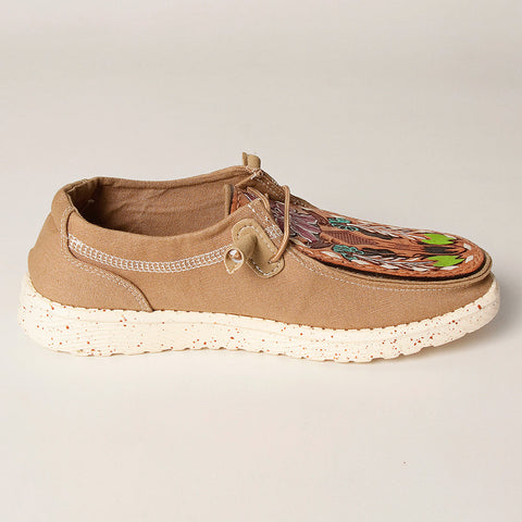 American Darling ADFT133BR2 Hand tooled carved genuine leather trim lightweight shoe footwear slip on