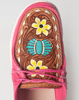 American Darling ADFT133FU5 Hand tooled carved genuine leather trim lightweight shoe footwear slip on