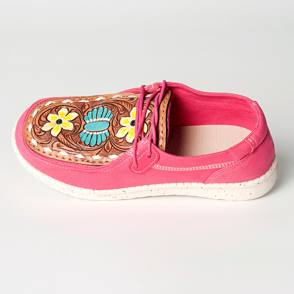 American Darling ADFT133FU5 Hand tooled carved genuine leather trim lightweight shoe footwear slip on