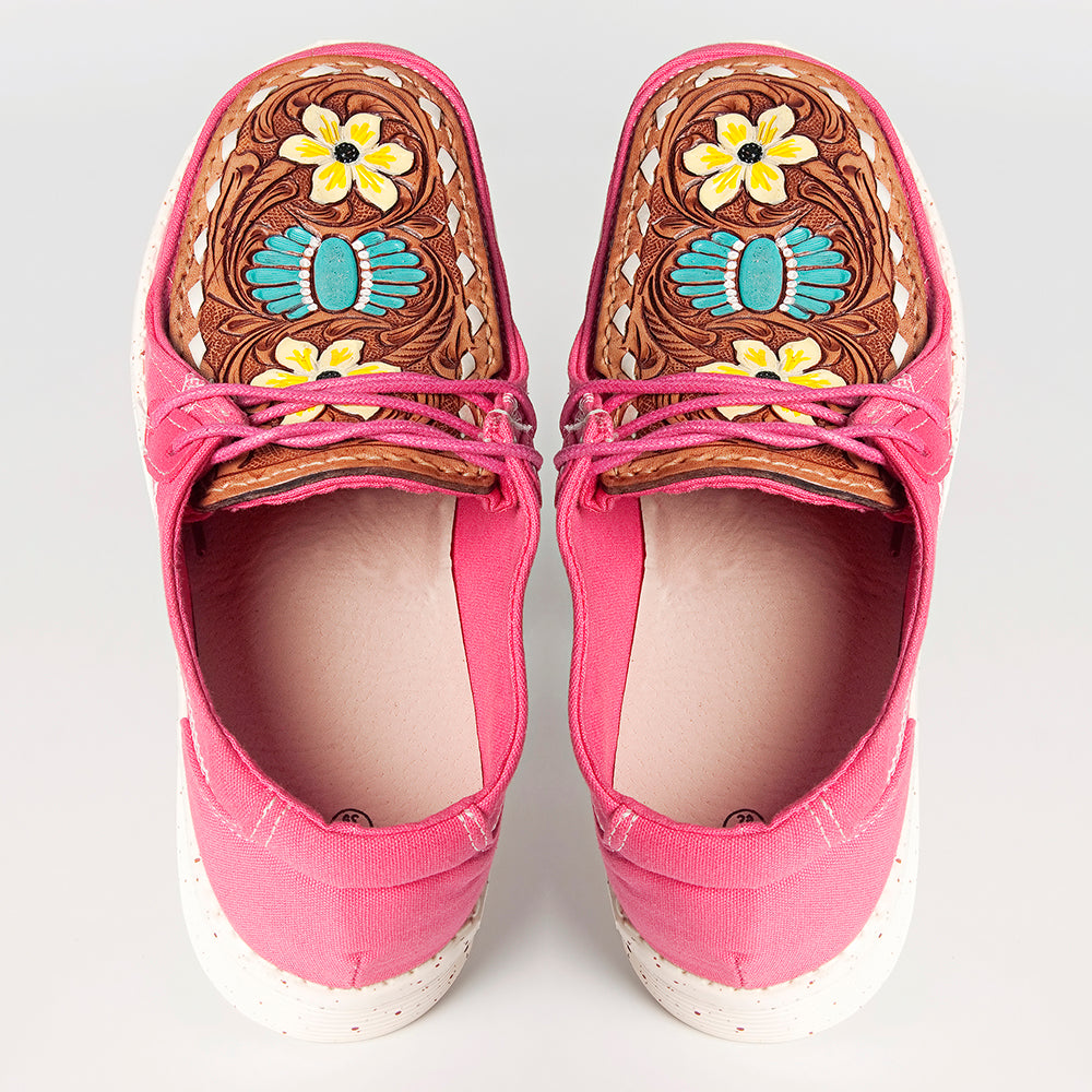 American Darling ADFT133FU5 Hand tooled carved genuine leather trim lightweight shoe footwear slip on