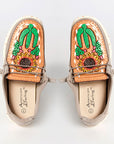 American Darling ADFT133GR7 Hand tooled carved genuine leather trim lightweight shoe footwear slip on