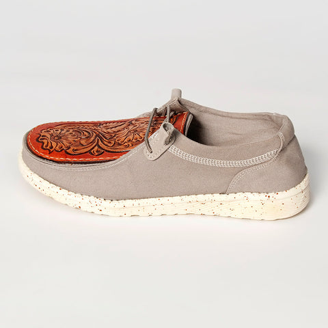American Darling ADFT133GR11 Hand tooled carved genuine leather trim lightweight shoe footwear slip on