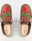 American Darling ADFT133GR12 Hand tooled carved genuine leather trim lightweight shoe footwear slip on