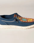 American Darling ADFT133NV5 Hand tooled carved genuine leather trim lightweight shoe footwear slip on