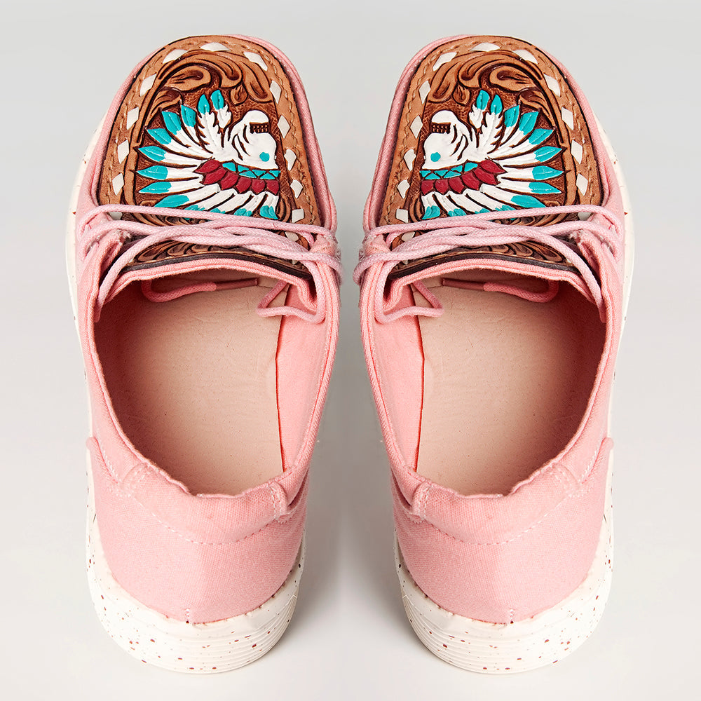 American Darling ADFT133PK1 Hand tooled carved genuine leather trim lightweight shoe footwear slip on
