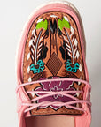 American Darling ADFT133PK2 Hand tooled carved genuine leather trim lightweight shoe footwear slip on