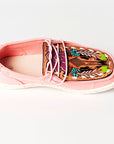 American Darling ADFT133PK2 Hand tooled carved genuine leather trim lightweight shoe footwear slip on