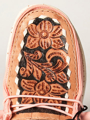 American Darling ADFT133PK13 Hand tooled carved genuine leather trim lightweight shoe footwear slip on