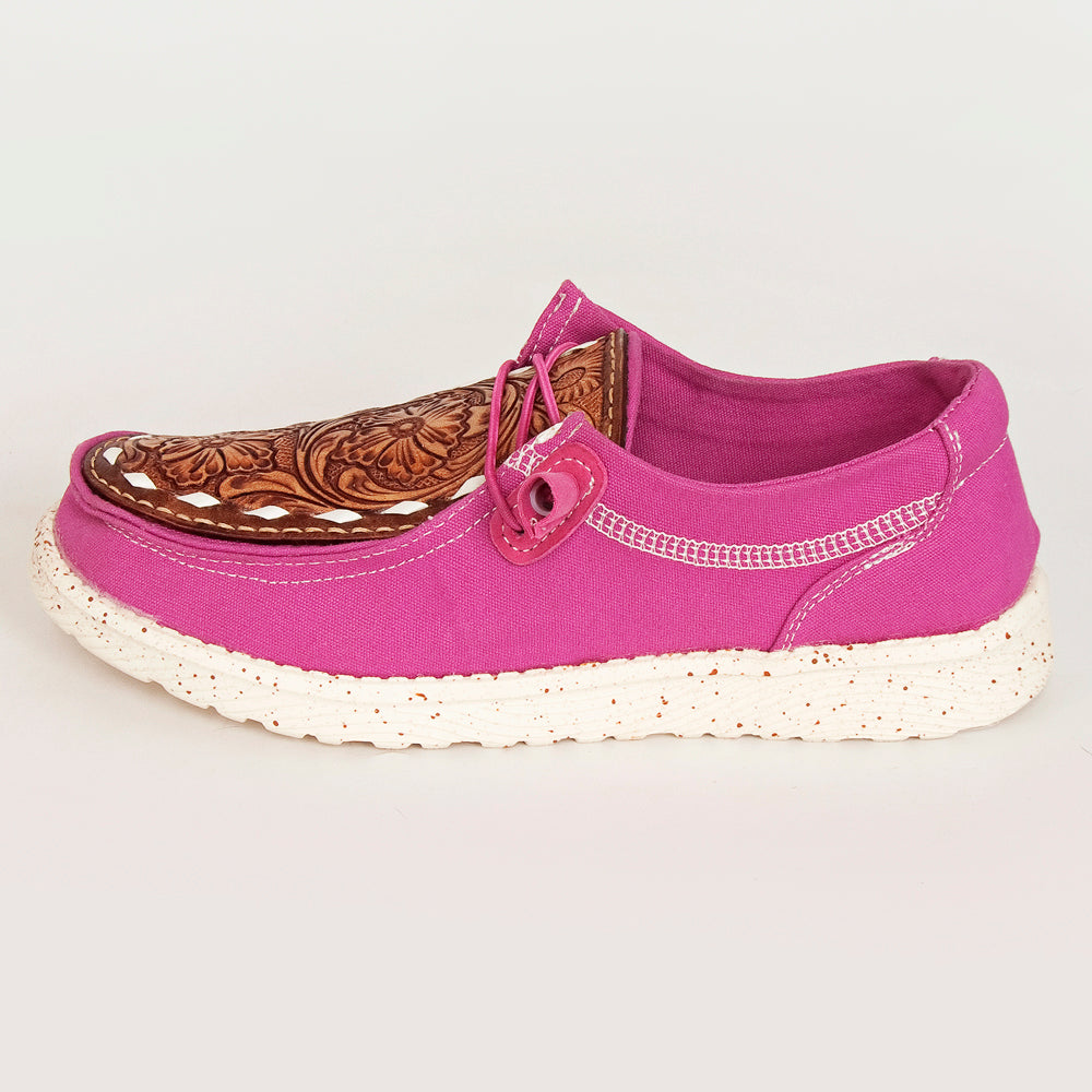 American Darling ADFT133PU4 Hand tooled carved genuine leather trim lightweight shoe footwear slip on