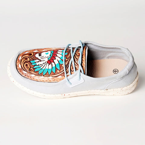 American Darling ADFT133SB1 Hand tooled carved genuine leather trim lightweight shoe footwear slip on