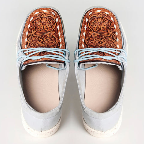 American Darling ADFT133SB4 Hand tooled carved genuine leather trim lightweight shoe footwear slip on