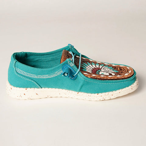 American Darling ADFT133TR1 Hand tooled carved genuine leather trim lightweight shoe footwear slip on