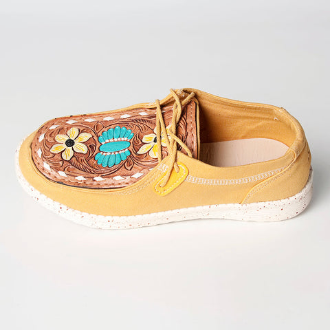 American Darling Floral Hand Curved Genuine leather shoe footwear slip on