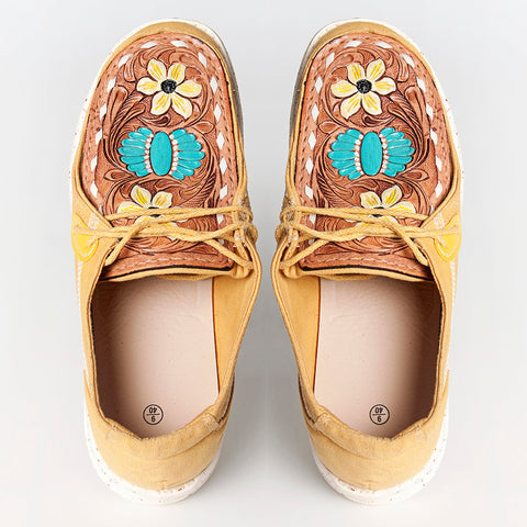 American Darling Floral Hand Curved Genuine leather shoe footwear slip on