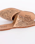 American Darling Floral Hand Curved Genuine Western Leather Flip Flop Sliper Loafer