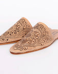 American Darling Floral Hand Curved Genuine Western Leather Flip Flop Sliper Loafer